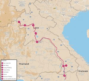 Twee weken door Laos reizen reisroute