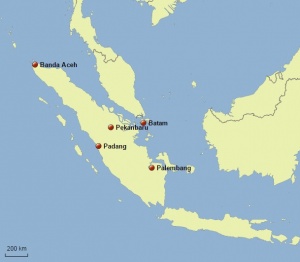 Internationale vliegvelden op Sumatra