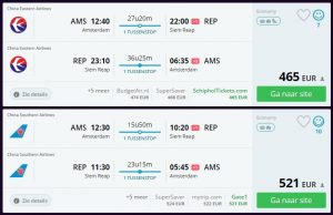 Goedkoop vliegticket van Schiphol naar Siem Reap